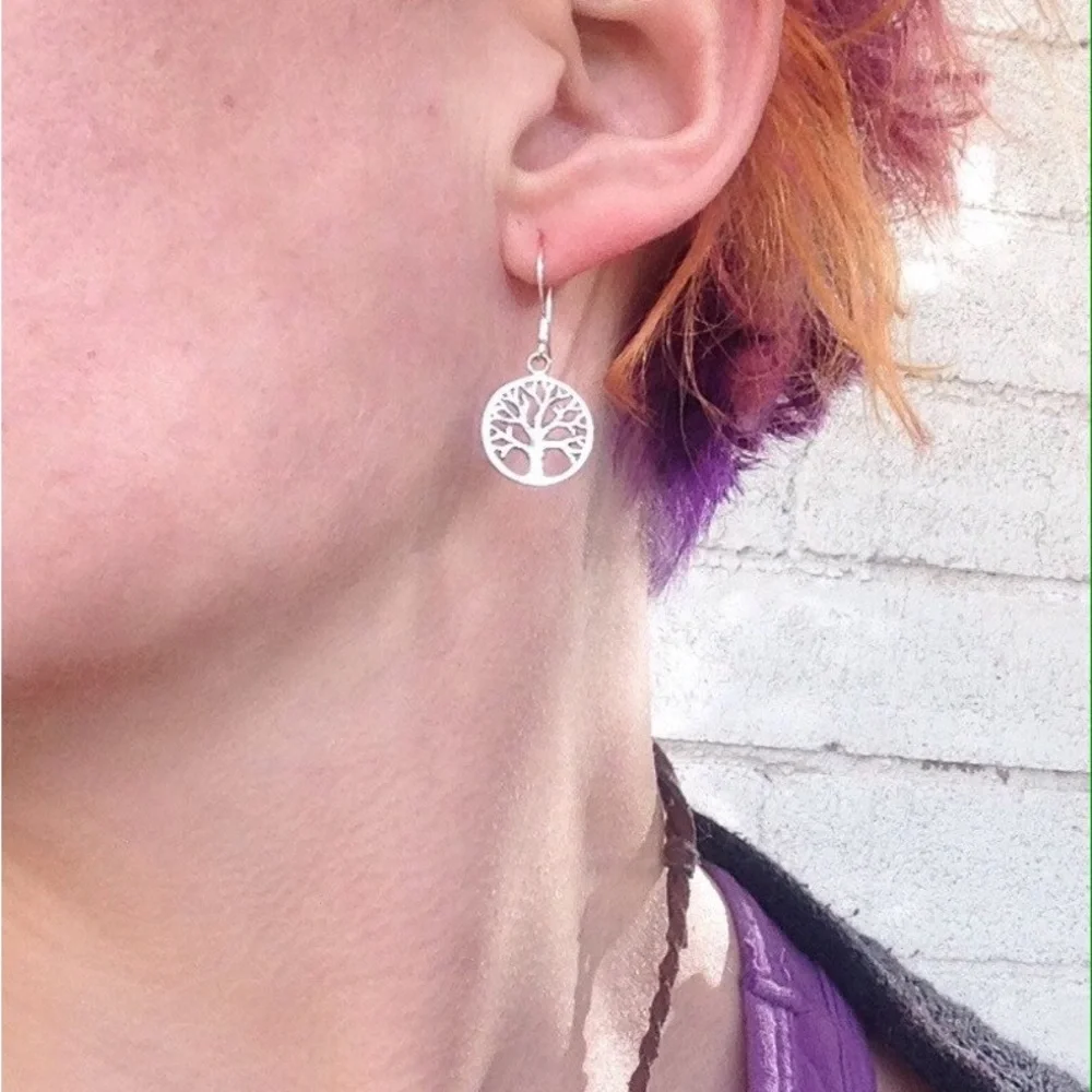 New Woman’s 925 Sterling Silver Tree Of Life Boho Handmade Drop Dangle Earrings - Picture 12 of 16
